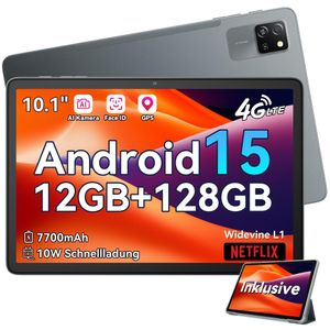 Blackview Tab 60 Pro Tablet Android 15, 12GB RAM + 128GB ROM/2TB TF, Tablet 10 Zoll mit Widevine L1, Unisoc T606 Octa-core Gaming Tablet, Dual 4G SIM