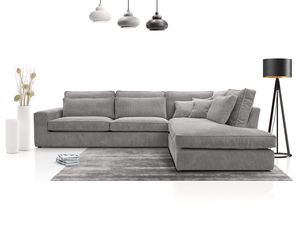 MEBLITO Sofa Big Sofa Ecksofa Haidi L- Form Funktionssofa Wohnlandschaft Design Couch Rechts Grau (Lincoln86)
