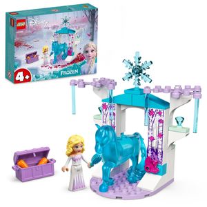 LEGO 43209 Disney Princess Elsa und Nokks Eisstall aus Die Eiskönigin Frozen, Spielzeug mit Elsa-Mini-Puppe und Pferde-Figur, ab 4 Jahre