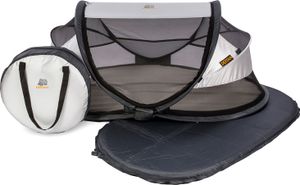 DERYAN Baby Luxus Reisebett – Inklusive selbst aufblasbarer Matratze - Silber
