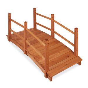 relaxdays Holz Teichbrücke mit Geländer