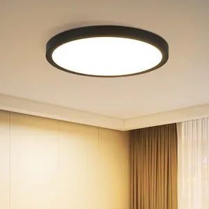 ZMH LED Lampa Sufitowa Czarna IP44 Wodoodporna Lampa Sufitowa Płaska 8W 3000K Ciepła Biel 17cm Mała Lampa Sufitowa do Łazienki Kuchni Przedpokoju