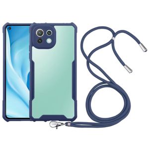 König Design Hülle kompatibel mit Xiaomi Mi 11 Lite Kunststoff Handykette Cover - Case Handyhülle Dunkel Blau