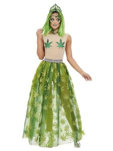 Damen Kostüm Kannabis Königin Karneval Fasching Gr. S