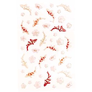 45 Sticker Koi-Fisch - Blumen - Gel-Effekt - Japan
