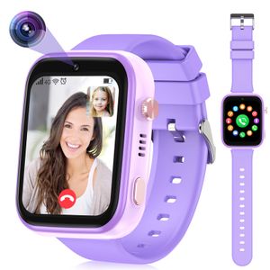 （Purple）Dětské chytré hodinky 4G s GPS a telefonem, dětské chytré hodinky s Wi-Fi videohovory SOS kamera, IP67 vodotěsné dětské chytré hodinky s GPS polohou v reálném čase, hudební video přehrávač, budík