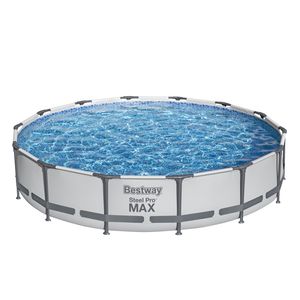 Bestway® Steel Pro MAX™ Frame Pool Set mit Filterpumpe Ø 427 x 84 cm, lichtgrau, rund