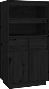 vidaXL Highboard Schwarz 60x40x116,5 cm Massivholz Kiefer