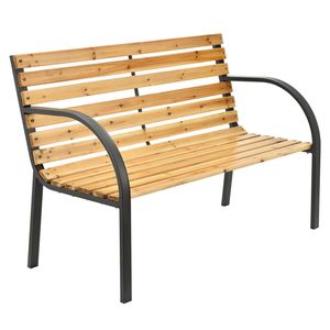 Juskys Gartenbank Modena – 2-Sitzer Holzbank mit Armlehnen & Rückenlehne – wetterfeste Sitzbank 120x62x82 cm - Bank mit Seitenelementen aus Stahl