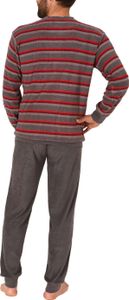 Herren Frottee Pyjama langarm Schlafanzug mit Bündchen in Streifenoptik - 291 101 13 578 ; grau , 52