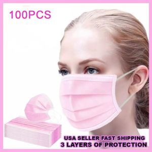 100 Stück Pink Disposable Shield Einweg-Atemschutzbakterienschutz Mundschutz Gesichtsschutz Rosa Maske