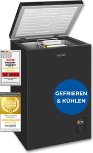 Exquisit Gefriertruhe, Kombigerät, 2-in-1, 99 Liter, Tiefkühltruhe, Kühlen, 4-Sterne-Gefrieren, Gefriertruhe klein, Gefrierkorb, GT100-050E schwarz