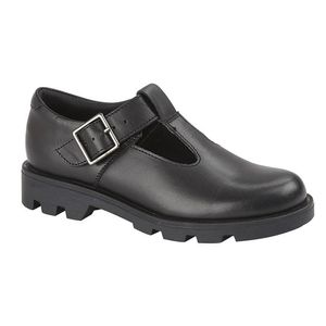 Roamers - Mädchen Schul-Uniform-Schuhe, Leder DF2360 (35 EU) (Schwarz)