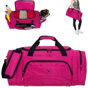Sporttasche Damen Elephant Color XL 62 cm 53 L Nassfach, Schuhfach Reisetasche Sport Fitness Sauna Tasche sehr groß 1298 Magenta Uni ( Pink Rosa Violett ) + Trinkflasche