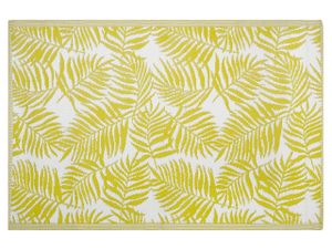 BELIANI Outdoor Teppich Gelb Weiß Polypropylen 120 x 180 cm Palmen Jacquardgewebt Rechteckig