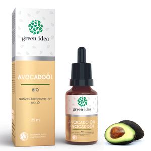 BIO 100% Avocadoöl kaltgepresst BIO für Haut, Haare und Gesicht | Glas-Flasche mit pipette | Natrue-Zertifikat - VEGAN 25 ml