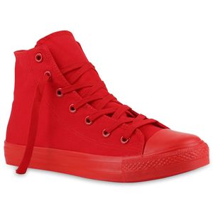 Mytrendshoe Herren Sneaker High Sportschuhe Stoffschuhe Trendfarben 816736, Farbe: Rot, Größe: 37