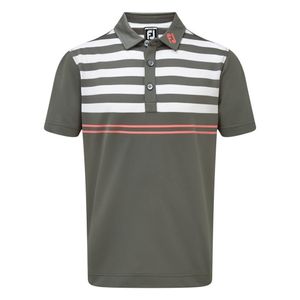 Footjoy Stretch Pique with Graphic Stripes Granite/White/Watermelon S Koszulka Polo