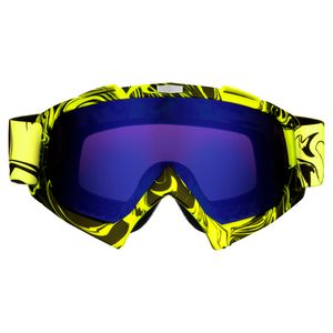 Designer Motocross Brille gelb mit blau-violettem Glas