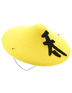 Asiatischer Hut Kostüm-Zubehör gelb-schwarz