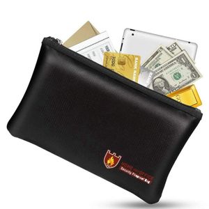 Ohňovzdorná taška na dokumenty Ohňovzdorná pokladňa na peniaze, vodotesná, čierna, 27 * 16 cm