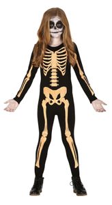 Skelett Kostüm für Mädchen, Größe:128/134
