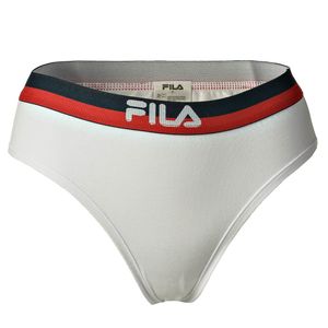FILA Damen String - Regular Waist, Logo-Bund, Baumwolle Stretch, einfarbig, XS-XL Weiß M