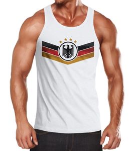 Herren Tanktop Deutschland Fußball EM 2021 Deutschlandflagge Nationalfahne Wappen Adler Fanshirt Moonworks® weiß XL