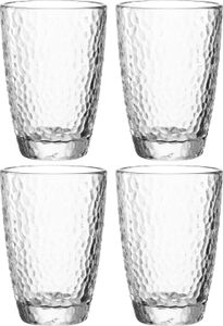 LEONARDO Matera Trinkgläser Set 4-teilig - Hochwertiges Glas in Hammerschlag-Optik - Inhalt 340 ml - Spülmaschinenfest, robust - 4er Set transparent, 077408