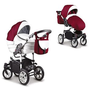 Kinderwagen-Set Craft 2 in 1 in Bordeaux-Weiß - 13 Teile - in 18 Farben erhältlich