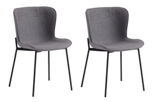 SalesFever Esszimmerstuhl 2er Set | Sitzschale Strukturstoff | Stuhlbeine Metall | B 48 x T 56 x H 79 cm | grau-schwarz