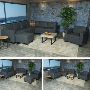 Modular Sofa-System Couch-Garnitur Lyon 6-2, Kunstleder  dunkelgrau