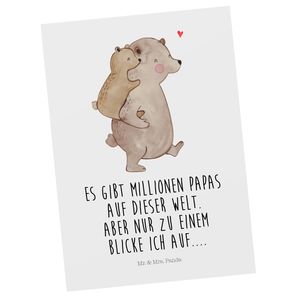 Mr. & Mrs. Panda Postkarte Papa Bär - Weiß - Geschenk, Papi, Geschenkkarte, Einladung, Familie, Grußkarte, Oma, Muttertag, Sohn, Vatertag, Einladungskarte, Ansichtskarte