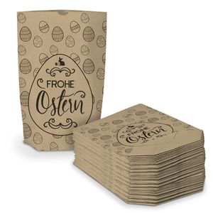 40x itenga Geschenktüte Frohe Ostern Eier Muster braun schwarz