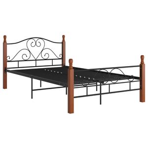 Hommie Bettrahmen Modern Design - Einzelbett Bett für Schlafzimmer Schwarz Metall 120x200 cm ❤2843