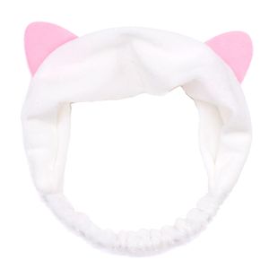 Schönes Cartoon-Katzenohren-Stirnband für Damen, Make-up, Gesichtswaschen, elastisches Haarband, Weiß