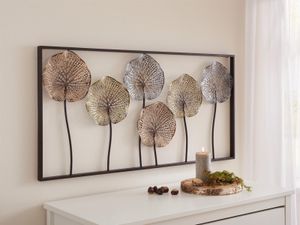 3D Wandbild "Lotus" aus Metall, 100x50 cm, Wandschmuck, Wanddeko, Wandverzierung, Metallbild, Deko-Objekt