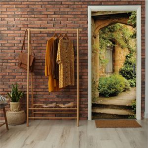 Samolepiace tapety na dvere plagát 3D efekt uličky - 91x211 cm jednodielne - fototapeta na dvere obývacia izba kuchyňa kúpeľňa nálepka na dvere fólia na dvere odolná voči UV žiareniu pripravená na montáž