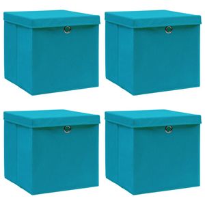 Úložné boxy s vekom 4ks. Detská modrá 32x32x32cm Látka