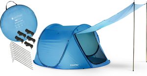 Outtec® Strandmuschel - Pop Up Zelt, Strand Sonnenschutz, Windschutz, Strandzelt, Beach Tent  - UV-Schutz - 230x140x110 cm - für Baby, Kinder und Erwachsene