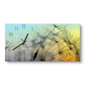 DEQORI Glasuhr 60x30 cm Zahlen 'Schirmchen in Abendsonne' Wanduhr Glas Uhr Design leise