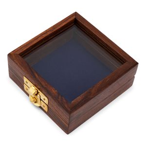 NKlaus Holzbox mit Glasdeckel und Messingverschluss: 8,5x8,5x3,5cm groß. Ideal für maritime Dekorationen und kleine Gegenstände 11624