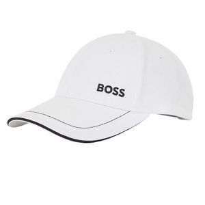 BOSS Cap Baumwolle kontrastfarbenem Logo Weiß/White