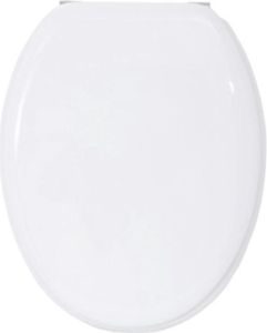MSV WC Sitz Toilettendeckel MDF Holzkern "Uni weiß" Scharniere aus Edelstahl - hochwertige und stabile Qualität