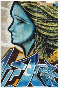ARTland Wandbild Alu für Innen & Outdoor Graffiti - Frau in Blau Größe: 20x30 cm