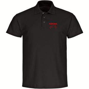 multifanshop Poloshirt - Portugal - Herzschlag, schwarz, Größe M