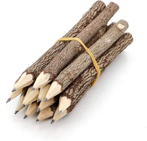 Holzbleistifte aus Graphit, rustikaler Zweig, einzigartige Birke, Holzfällerlook, Partygeschenk, 12 Stück