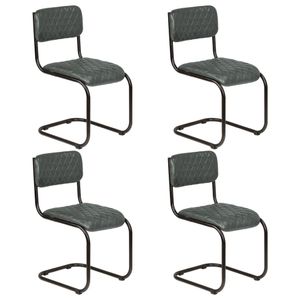 Klassischen Esszimmerstühle im minimalistischen Design 4 Stk. Echtleder Grau,Essstuhl - DE&5212