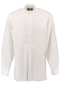 OS Trachten Herren Hemd Langarm Trachtenhemd mit Stehbundkragen mit Riegel Vajeu, Größe:49/50, Farbe:weiß