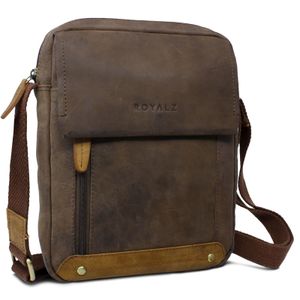 ROYALZ 'Idaho' Vintage Leder Umhängetasche Klein Herren Kompaktes Design Männer Ledertasche Mini Messenger Bag, Farbe:Montana Braun